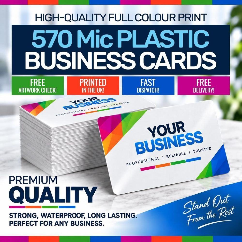 570 Mic White Plastic Business Cards