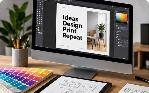 Graphic design artwork being prepared on a computer
