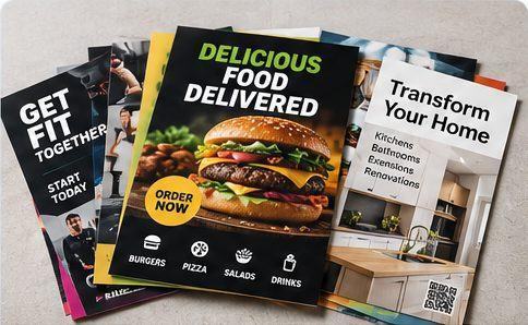 Finished printed flyers ready for production