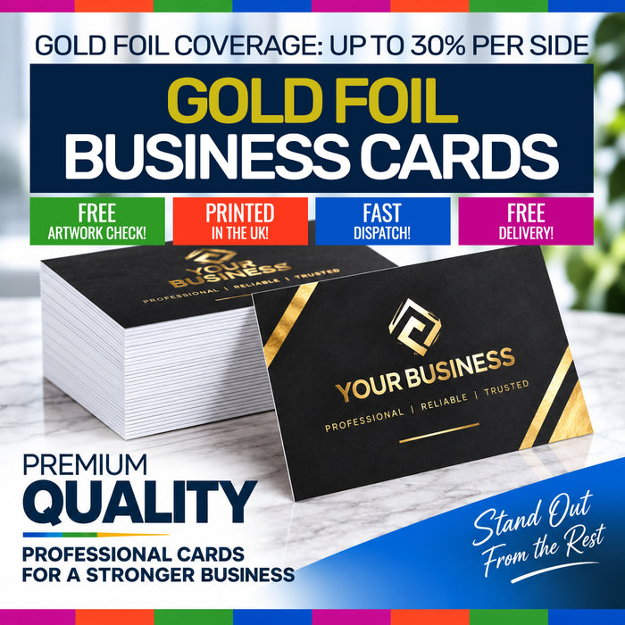 Gold Metallic Foil Business Cards 400 GSM Silk Paper