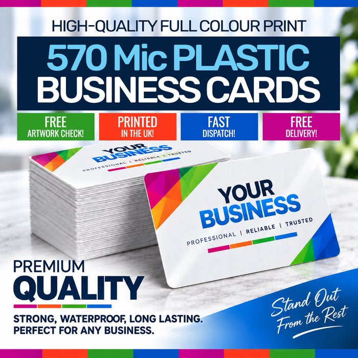 570 Mic White Plastic Business Cards