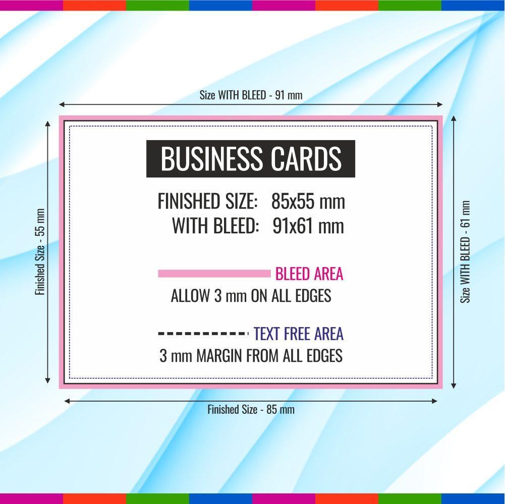 Business Cards bleed and size guide